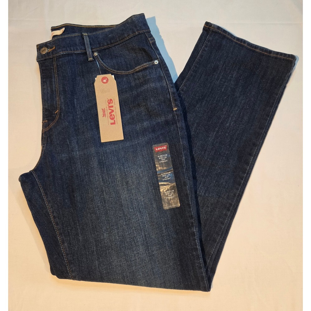 Levis 505 Straight Leg Jeans Women's 14M Dark Wash Blue Denim Mid Rise